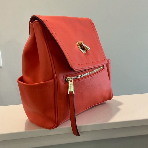 Juicy Couture Salmon & Gold Backpack Purse - Picture 6 of 11